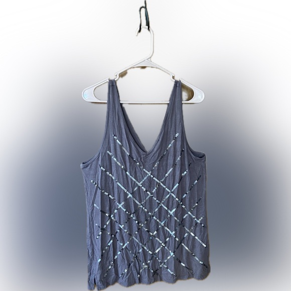 🤩3/$15🤩 MAURICES Brown Double V Tank Top With Sequin Front Size XL GUC - Picture 1 of 2